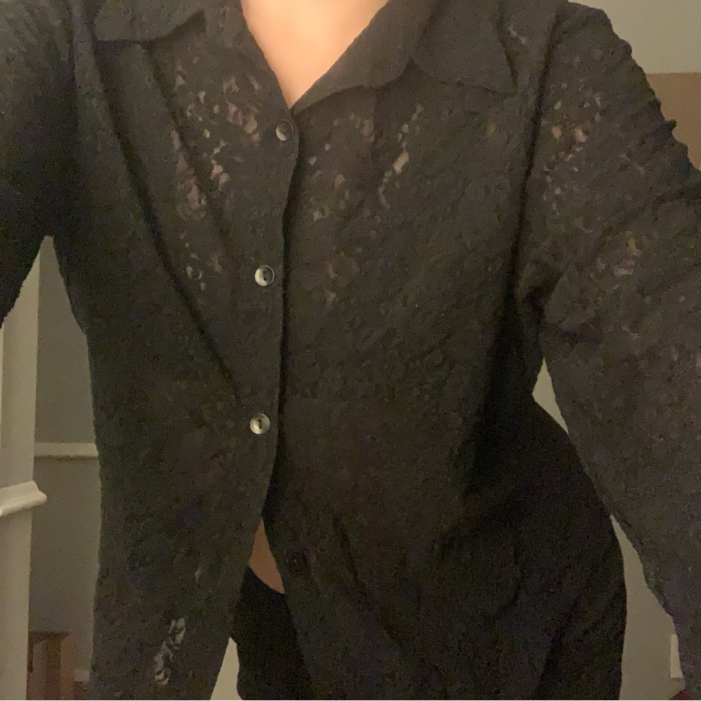 New York & Company lace button down
